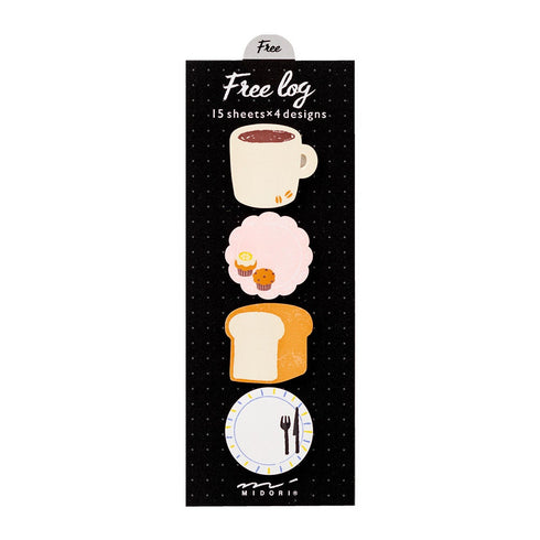 Midori CAFÉ Food Sticky Notes Coffee Toast Muffins Lunch Plate Bullet Journal Sticky Notes Daily Notes | 70 Sheets 19068