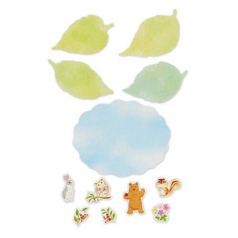 NB Co., Ltd Japan BEARS & LEAVES Colored Paper Flake Sticker Paper Stickers Color Flake Seals Embellishment Stickers | 2564109