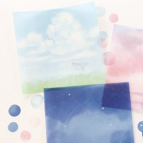 RyuRyu Japan MIDNIGHT FOREST Color WASHI Dots Washi Stickers Translucent Stickers Transparent Dots Color Dots Watercolor | SoS-06 70 DotS