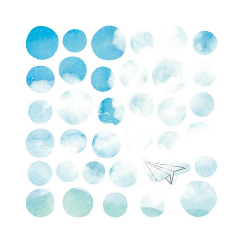 RyuRyu Japan MIDDAY JOURNEY Color WASHI Dots Washi Stickers Translucent Stickers Transparent Dots Color Dots Watercolor | SoS-03 70 Dots