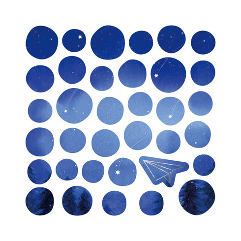 RyuRyu Japan MIDNIGHT FOREST Color WASHI Dots Washi Stickers Translucent Stickers Transparent Dots Color Dots Watercolor | SoS-06 70 DotS