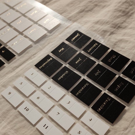 Suatelier BLACK & WHITE with GOLD Monthly Planner Index Tabs Planner Stickers Planner Tabs Index Plannr Tabs | 1648