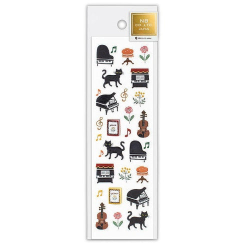 NB Co., Ltd Japan MUSIC Cat Piano Violin Sticker Gold Foil Sticker Planner Stickers Craft Stickers Embellishment Stickers | 3014118