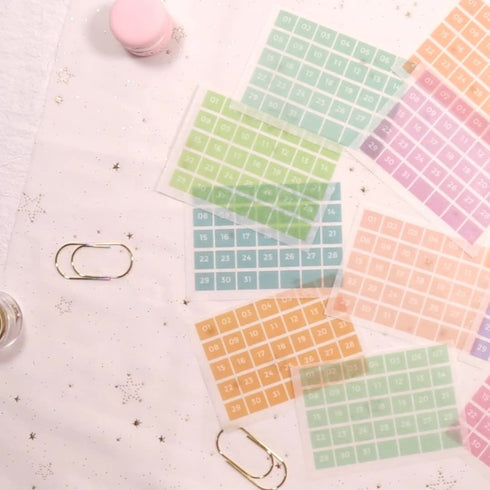 Pastel TRANSPARENT FLAG DATE Stickers Planner Stickers Day Stickers Bujo Stickers Focus Sticker Pastel Stickers | 8 X 9mm 420 Pcs