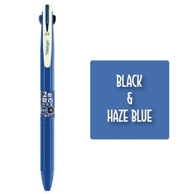Dianshi PEACOCK BLUE & BLACK Retractable Two Way Two Color Ink Stone Series Saturated Ink Gel Pen 0.5mm | DS608 Highly Recommend