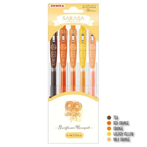 Zebra Sarasa WHITE CLOVER Flower Bouquet Limited Edition Flower Series Five Pen Set Flower Pen Set Bouquet Pen Set 0.5mm | JJ15-WCL-5C