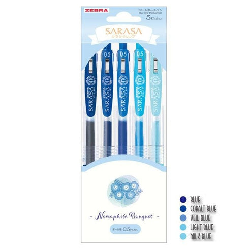 Zebra Sarasa NEMOPHILA FLOWER Bouquet Limited Edition Flower Series Five Pen Set Flower Pen Set Bouquet Pen Set 0.5mm | JJ15-NP-5C