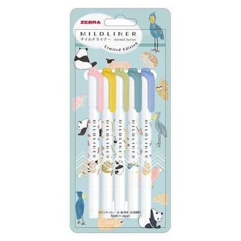 Zebra Mildliner AQUARIUM ANIMAL Series Green Flash Series Bold Mildliner New For 2023 Set of 5 Aquarium Mildliner Single Tip | WKT7-AS-5C-A