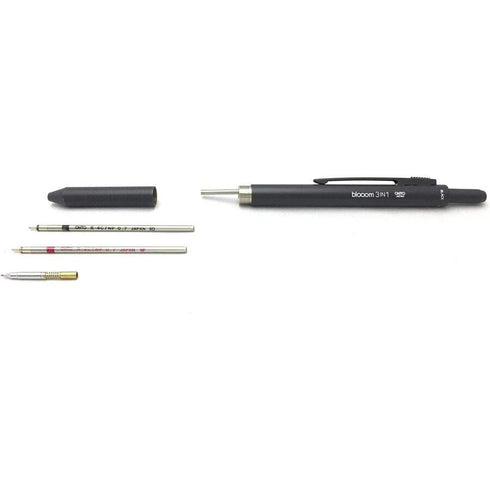 Ohto Blooom IRON GRAY 3-in-1 Multi-Functional Pen Multi-Pen 3 in 1 Pen Refillable Pen Pencil Refill Refillable Pen Metal Pen | MF-25B3