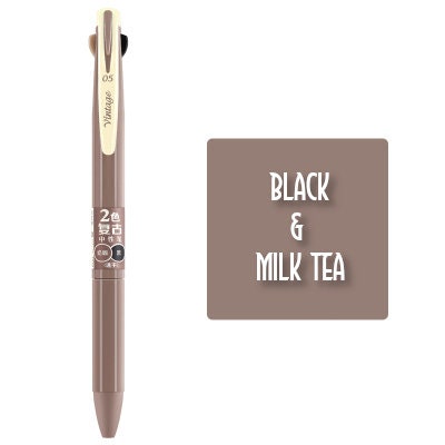 Dianshi OLIVE GREEN & BLACK Retractable Two Way Two Color Ink Stone Series Saturated Ink Gel Pen 0.5mm | DS608 Highly Recommend