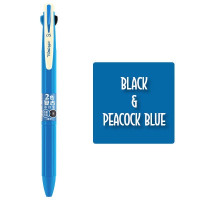 Dianshi HAZE BLUE & BLACK Retractable Two Way Two Color Ink Stone Series Saturated Ink Gel Pen 0.5mm | DS608 Highly Recommend