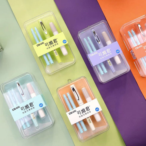 Dianshi BLUE ERASABLE 0.5mm Fountain Pen Peach Barrel Deluxe Foutain Pen Set Erasable Fountain Pen Fine Nib | DS-997