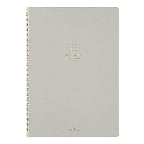Midori A5 GRAY RING Color DOT Grid 5mm Notebook Color Pages A5 Notebook Foil Stamped Dot Grid Notebook 5mm Dot Grid | 15334006 120 Pages