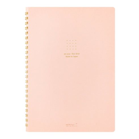 Midori A5 PINK RING Color DOT Grid 5mm Notebook Color Pages A5 Notebook Foil Stamped Dot Grid Notebook 5mm Dot Grid | 15334006 120 Pages