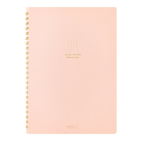 Midori A5 GREEN RING Color DOT Grid 5mm Notebook Color Pages A5 Notebook Foil Stamped Dot Grid Notebook 5mm Dot Grid | 15334006 120 Pages