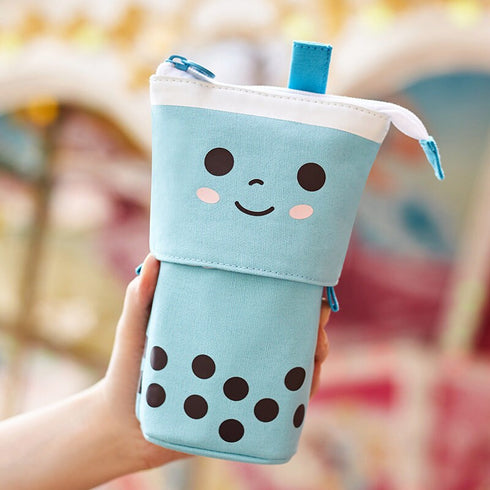 PURPLE TARO Milk Tea Boba Retractable Standing Pen Case Pencil Case Retractable Case Storage Case Pencil Case | 170mm X 120mm X 60mm X 45mm