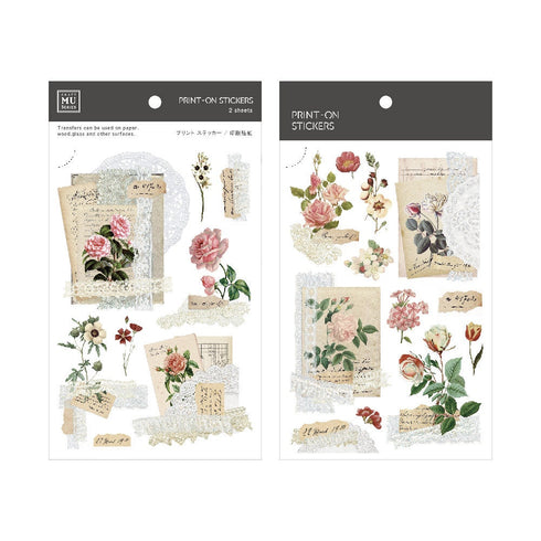 MU Lifestyle VINTAGE Card Postcard Ephemera Old Greeting Card Print-On Stickers Rub-On Stickers Transfer Stickers Translucent Stickers | 228