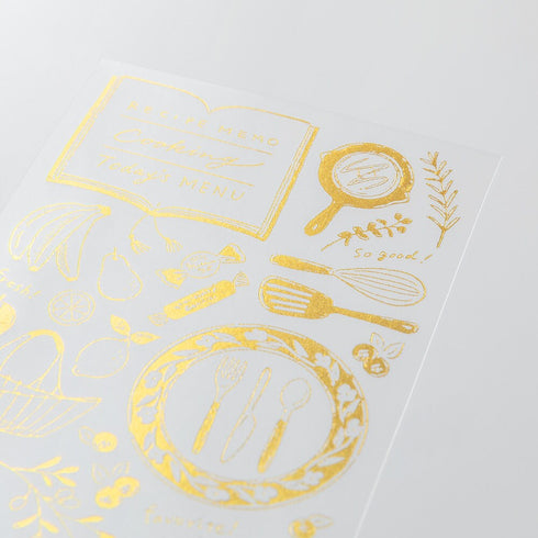 Midori Gold FOIL KITCHEN Transfer Stickers Cooking Food Serve Print-On Stickers Rub-On Stickers Transfer Sticker Translucent Stickers | 2613