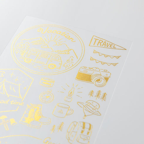 Midori Gold FOIL OUTDOOR Camping Transfer Stickers Hiking Travel Print-On Stickers Rub-On Stickers Transfer Sticker Translucent | 2621