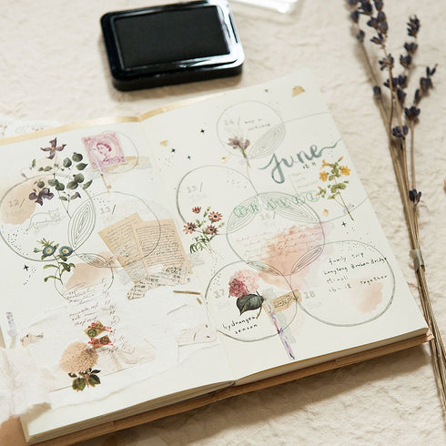 MU Lifestyle ANTIQUE Photo Antique Tape Vintage Flowers Print-On Stickers Rub-On Stickers Transfer Stickers Translucent Stickers | 229