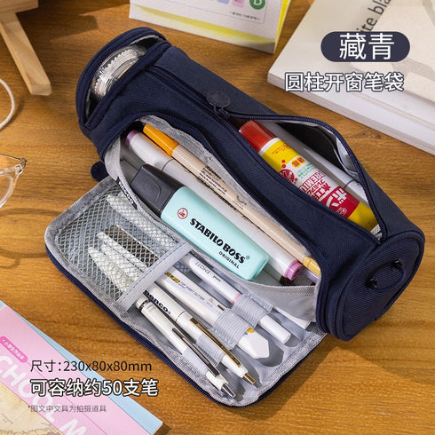 PINK ROUND Cylinder Canvas Pen Case Pencil Case Tool Case Finding Storage Circle Case Storage Case Large Pen Case | 230 X 8 X 8mm