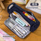 NAVY ROUND Cylinder Canvas Pen Case Pencil Case Tool Case Finding Storage Circle Case Storage Case Large Pen Case | 230 X 8 X 8mm