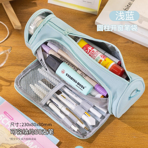 MATCHA ROUND Cylinder Canvas Pen Case Pencil Case Tool Case Finding Storage Circle Case Storage Case Large Pen Case | 230 X 8 X 8mm