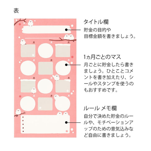 MIDORI WHITE-TAILED Tit Bird Reinforced Saving Envelope Money Storage Envelope Budgeting Envelope Money Storage Money Receipt | 2 Envelopes