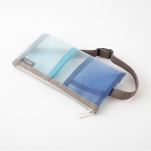 Midori BLUE SKY BLUE B6 - A5 Mesh Book Band Adjustable Pen Case Adjustable Pen Storage Mesh Pen Case Adjustable Pen Case