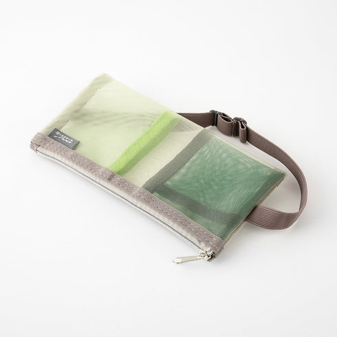 Midori OLIVE TEA B6 - A5 Mesh Book Band Adjustable Pen Case Adjustable Pen Storage Mesh Pen Case Adjustable Pen Case