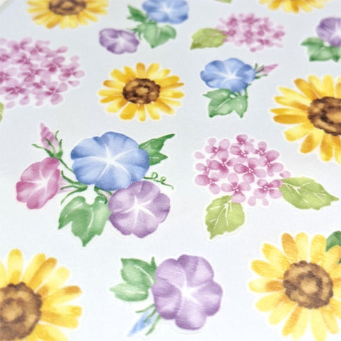 Mindwave 2023 Collection MORNING GLORY & Sunflower Seals Kiji Shoji Seals Washi Stickers Seals Bujo Stickers Scrapbooking Stickers | 81208