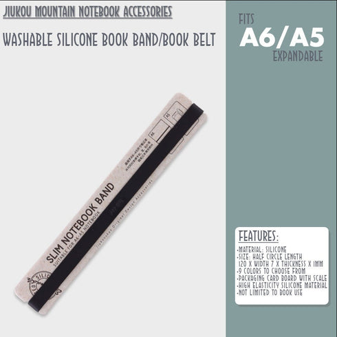 PINK A6 B6 A5 Jiukou Washable Silicone Book Band Adjustable Book Band Book Belt Book Fastener Notebook Elastic Band