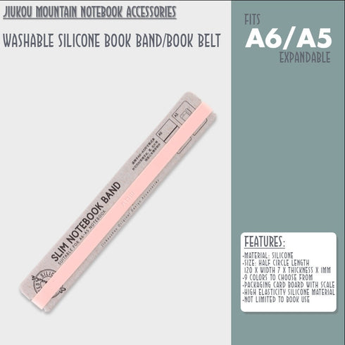OLIVE A6 B6 A5 Jiukou Washable Silicone Book Band Adjustable Book Band Book Belt Book Fastener Notebook Elastic Band