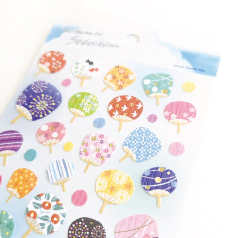 Mindwave 2023 Collection Japanese PAPER FANS Seals Kiji Shoji Seals Washi Stickers Seals Bujo Stickers Scrapbooking Stickers | 81209
