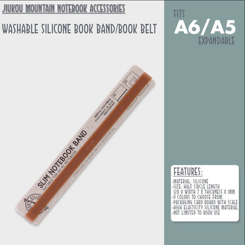 PINK A6 B6 A5 Jiukou Washable Silicone Book Band Adjustable Book Band Book Belt Book Fastener Notebook Elastic Band