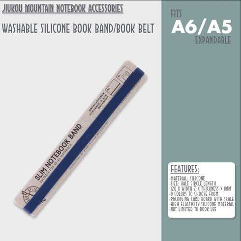 PINK A6 B6 A5 Jiukou Washable Silicone Book Band Adjustable Book Band Book Belt Book Fastener Notebook Elastic Band