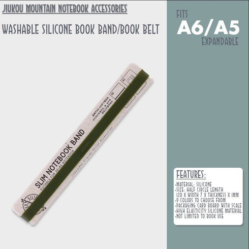 PINK A6 B6 A5 Jiukou Washable Silicone Book Band Adjustable Book Band Book Belt Book Fastener Notebook Elastic Band