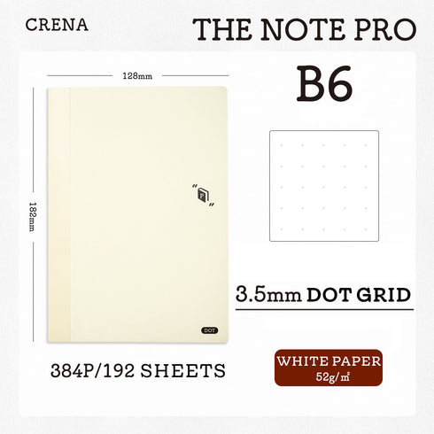 B7 TOMOE River Crena 3.5mm GRID 52gsm Notebook Lay-Flat Notebook Tomoe River Notebook The Note Pro | 180 x 126mm 256 Pages *RECOMMEND*
