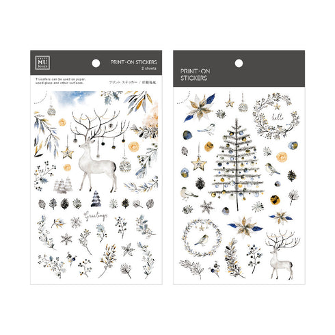 MU Lifestyle HOLIDAY Print-On Stickers Deer Dried Flowers Wreath Whimsy Rub-On Stickers Transfer Sticker Translucent Stickers | 1011