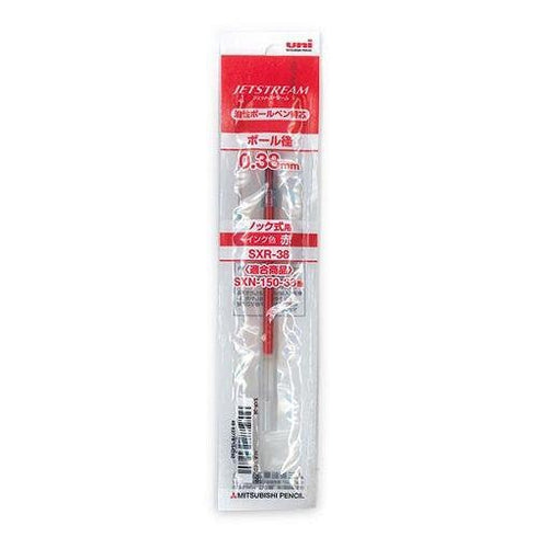 RED Mitsubishi Jetstream 0.38mm REFILL Ink Ultra Fine Point Water Resistant Ink | SXR-38