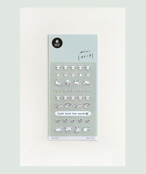 Suatelier Sonia DECO 09 PVC Mini Series Cats Save The World Kittens Cat Food Transparent Stickers Clear Stickers | 116