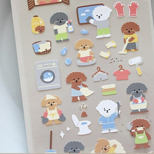 Suatelier Sonia CLEANING DAY Dog Cleaning Puppy Cleaning PVC Transparent Stickers Clear Stickers | 1159