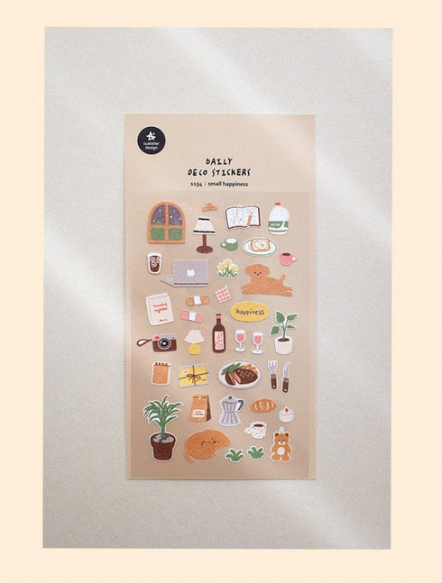 Suatelier Sonia SMALL HAPPINESS Steak Dinner Dog Stuffed Animals Knitting Yarn Plants Notebook PVC Transparent Stickers Clear Sticker | 1154
