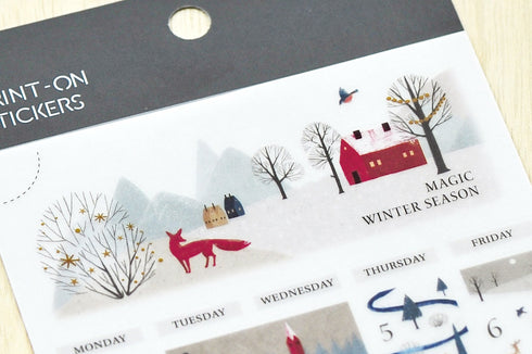 MU Lifestyle HOLIDAY Print-On Stickers Magic Winter Postage Stamp Ephemera Rub-On Stickers Transfer Sticker Translucent Stickers | 1017