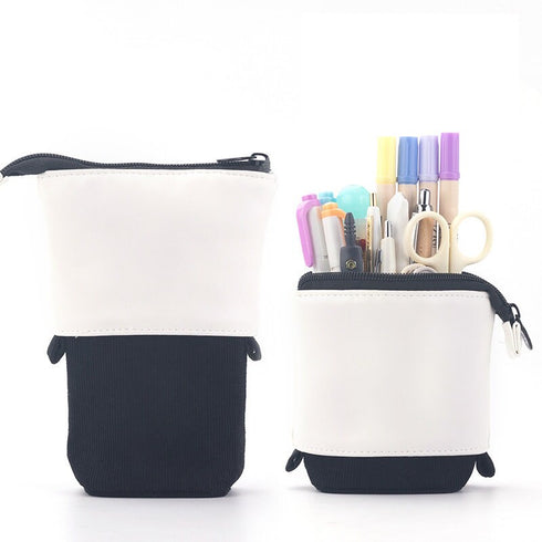 ANGOO BLACK Retractable Standing Pen Case Pencil Case Retractable Case Storage Case Durable en Case | 185mm X 125mm X 85mm X 65mm