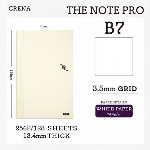 B6 TOMOE River Crena 3.5mm DOT Grid 52gsm Notebook Lay-Flat Notebook Tomoe River Notebook The Note Pro | 128 x 182mm 384 Pages *RECOMMEND*