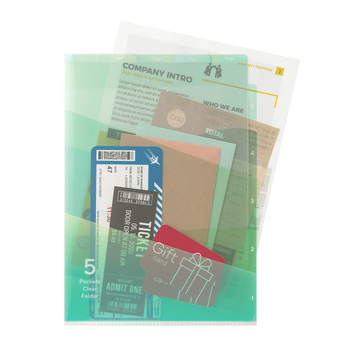 GRADIENT GREEN Midori MD A4 7 Pocket Clear Folder Md Folder Water Resistant Folder | 310mm X 221mm