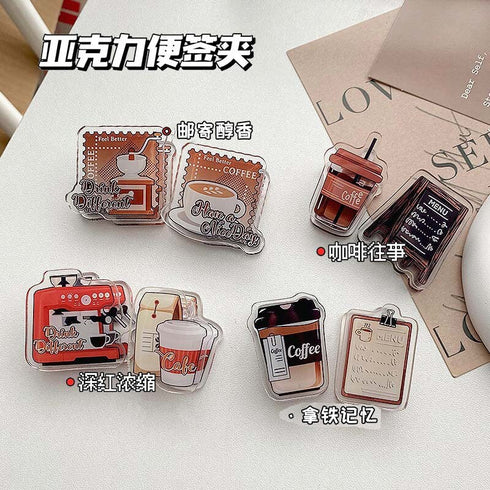 ESPRESSO & CUP Two-Pack COFFEE Clip Paper Binder Clip Notebook Clip Travel Clip Espresso Clip Barista Clip Latte Clip | 44 X 55MM