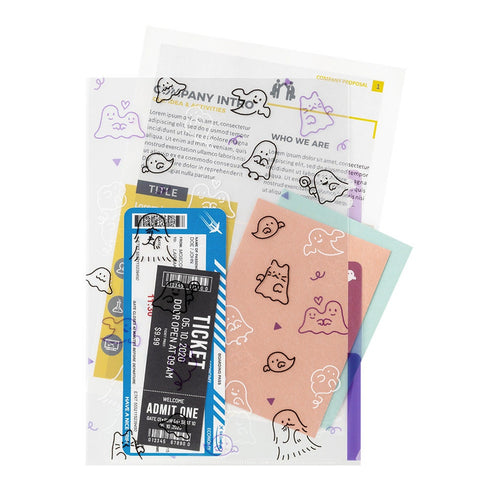 GHOST Midori A4 3 Pocket Clear Folder MD Folder Water Resistant Folder | 310mm X 221mm