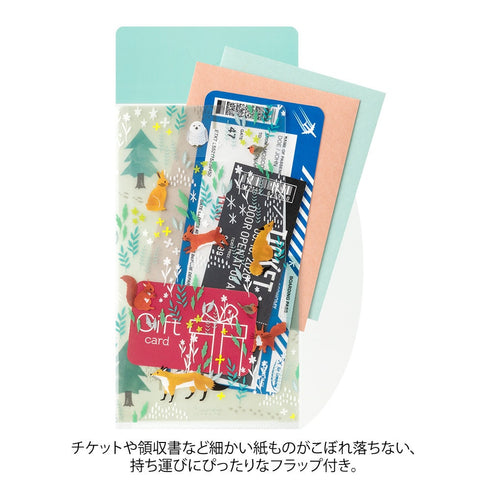 NORDIC ANIMALS Midori A5 SLIM With Flap 3 Pocket Clear Folder Md Folder Water Resistant Folder | 221.5mm X 126mm